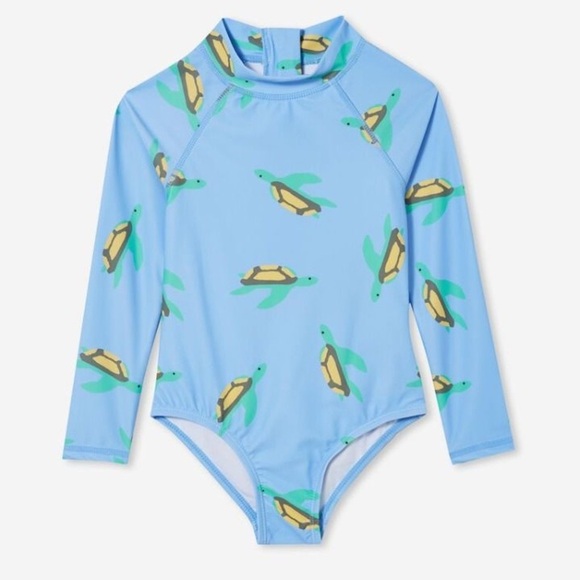 Cotton On Kids Girls Long Sleeve One Piece Swimsuit Turtle Print UPF 50+ Size 6 - Picture 4 of 4